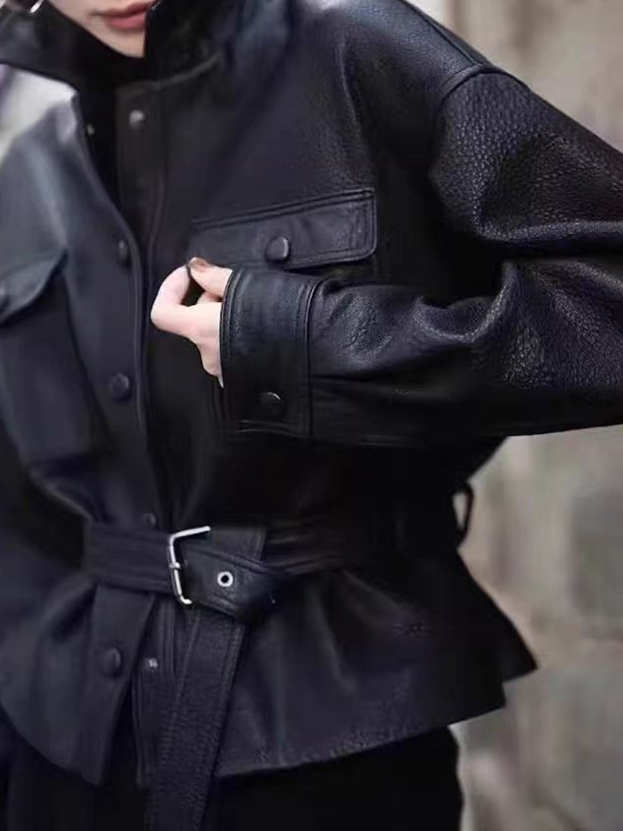 宋佳同款皮衣短外套女2025春新款收腰显瘦夹克高级感炸街机车服详情4