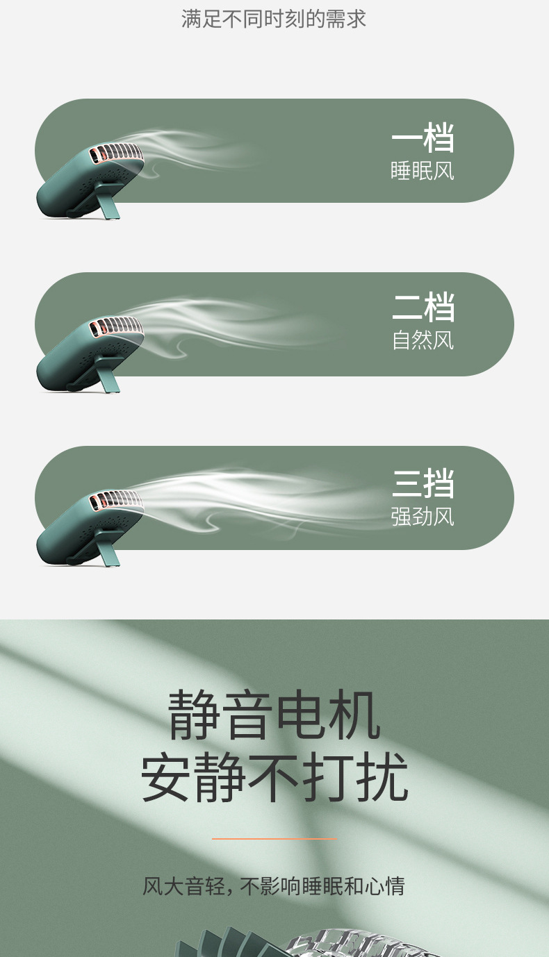 电商新款懒人运动挂脖风扇 手持便携静音大风力迷你USB充电小风扇详情13