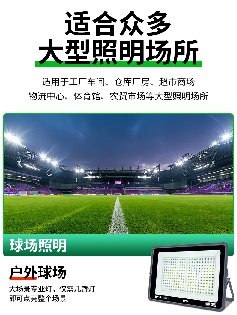 Yaming led floodlights, outdoor waterproof searchlights, construction site courtyard factory lighting lamps, engineering ultra-bright floodlights pic 10