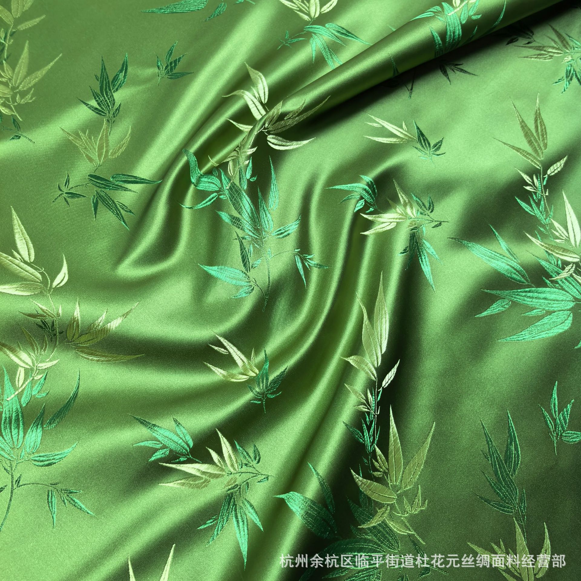 厂家真三五大竹叶织锦缎仿古唐装旗袍布料宠物服坐垫布丝绸面料详情5
