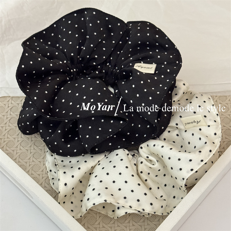 韩版气质波点大肠发圈复古高级感小蛮腰发绳低马尾头绳丸子头头花详情7