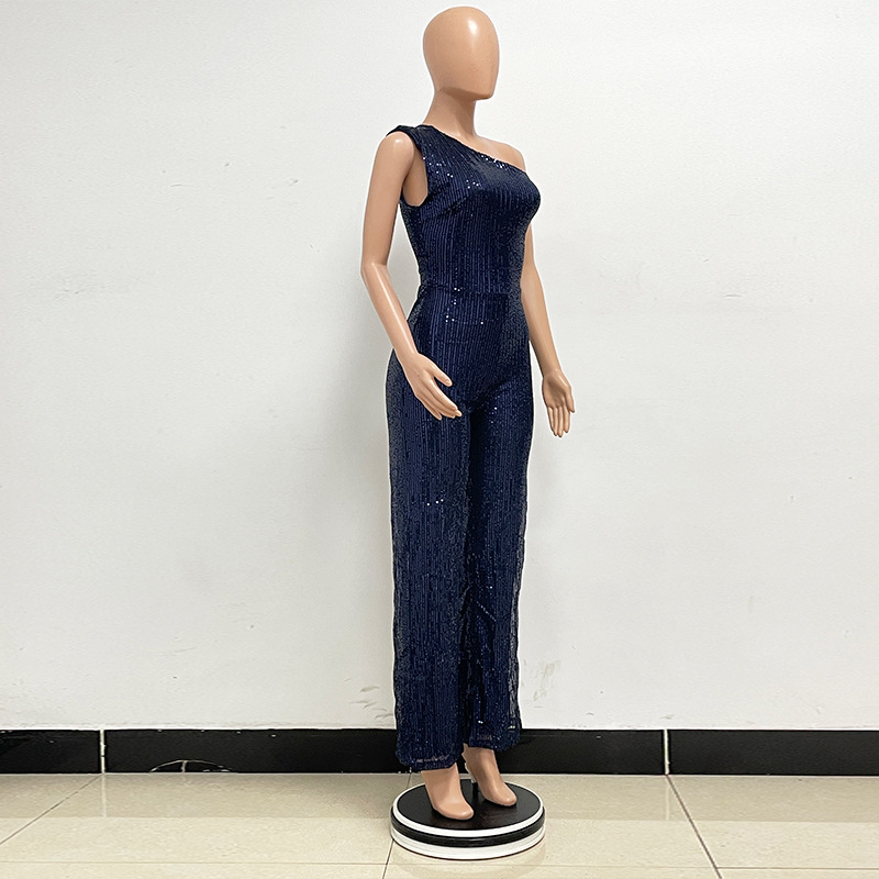 新中式无袖连体衣独立站夏季单肩亮片连体裤女批发详情55