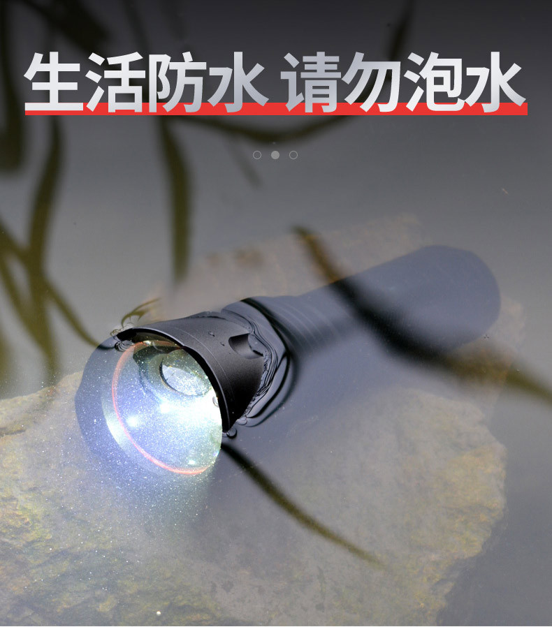 跨境强光手电筒铝合金可充电远射家用户外便携充电宝led变焦迷你详情30