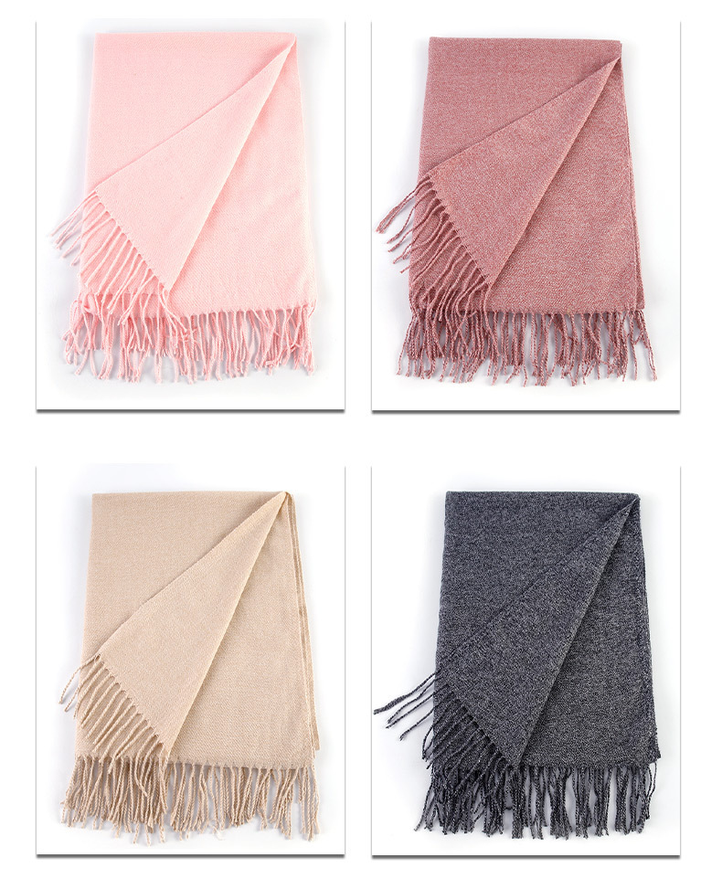 单色夹花仿羊绒围巾纯色披肩刺毛秋冬保暖高级感外贸跨境男女厂家详情7