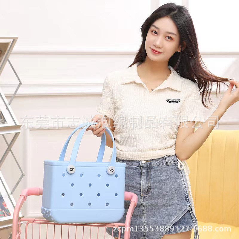 eva basket travel shoulder bag, perforated bag, waterproof and durable storage, eva beach bag, perforated bag, eva handbag pic 5