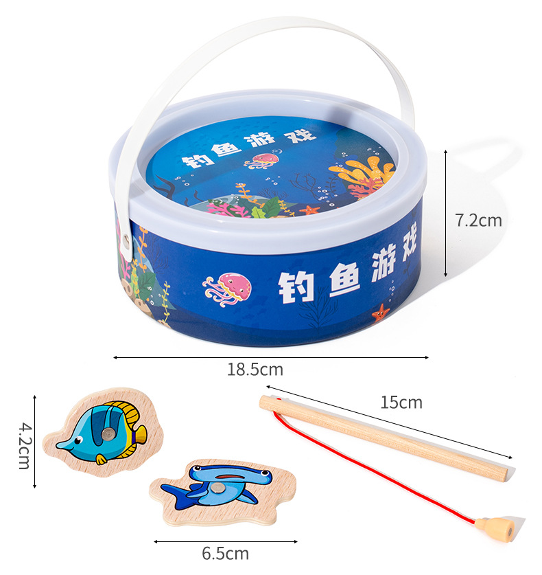 厂家直销趣味磁性钓鱼玩具木制幼儿钓鱼池玩具亲子游戏套装玩具详情11