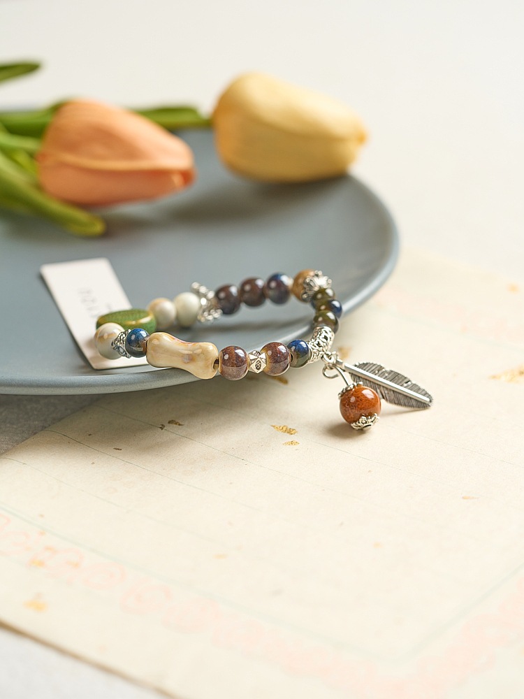 景德镇陶瓷手链批发古风串珠手工编织国风文艺饰品女生民族风手串详情4