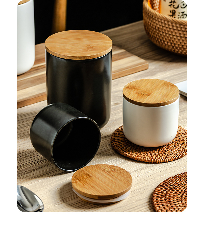 陶瓷密封罐茶叶罐北欧储物罐杂粮收纳罐厨房糖罐咖啡罐食品储存罐详情11