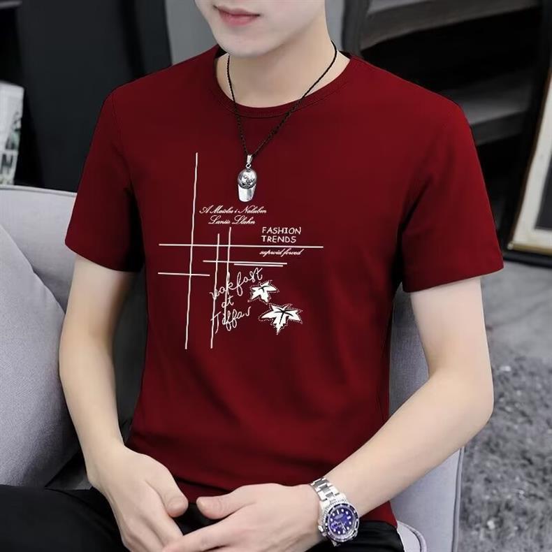 捡漏新款印花短袖t恤男士韩版打底衫潮流夏季中老年衣服跨境外贸详情7