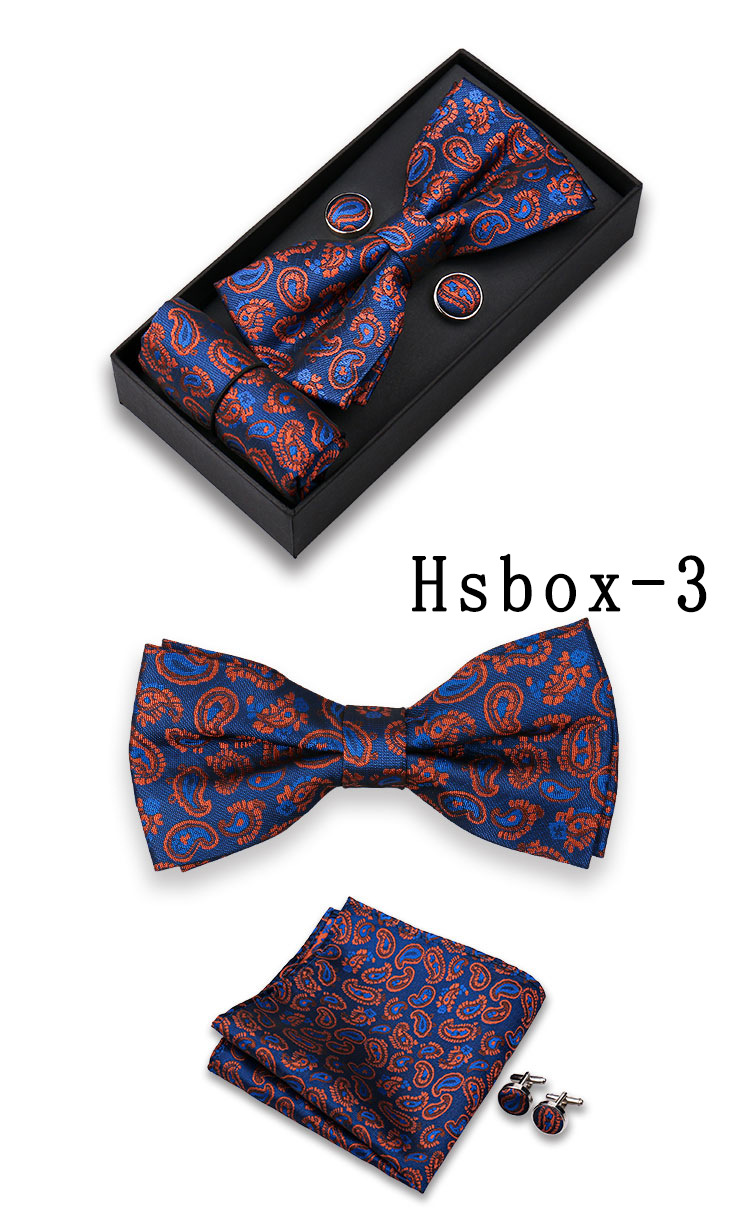 男士结婚礼服配饰套装红色领结口袋巾袖扣三件套现货男士领结领花西装配件详情5