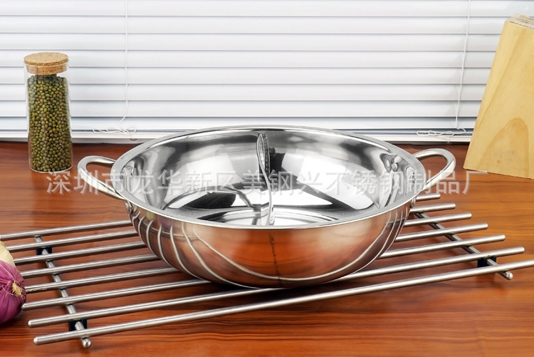 Factory direct sales of stainless steel non-magnetic double-flavored hot pot clear soup pot, available with covered basins for single-flavor and double-flavor hot pot batches pic 3