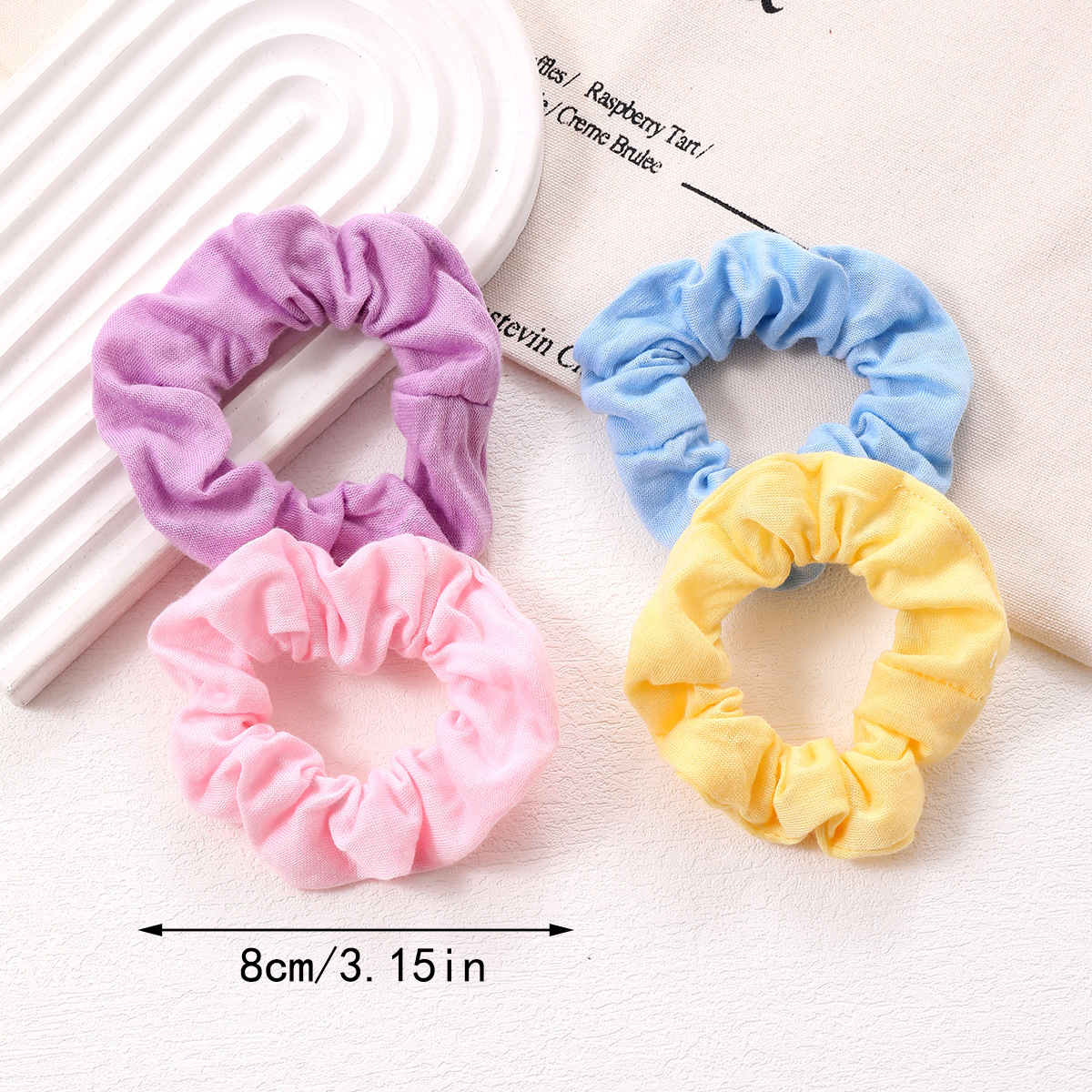 新款简约纯色涤纶布大肠圈发圈女士盘发丸子头手工布圈头饰品批发详情14