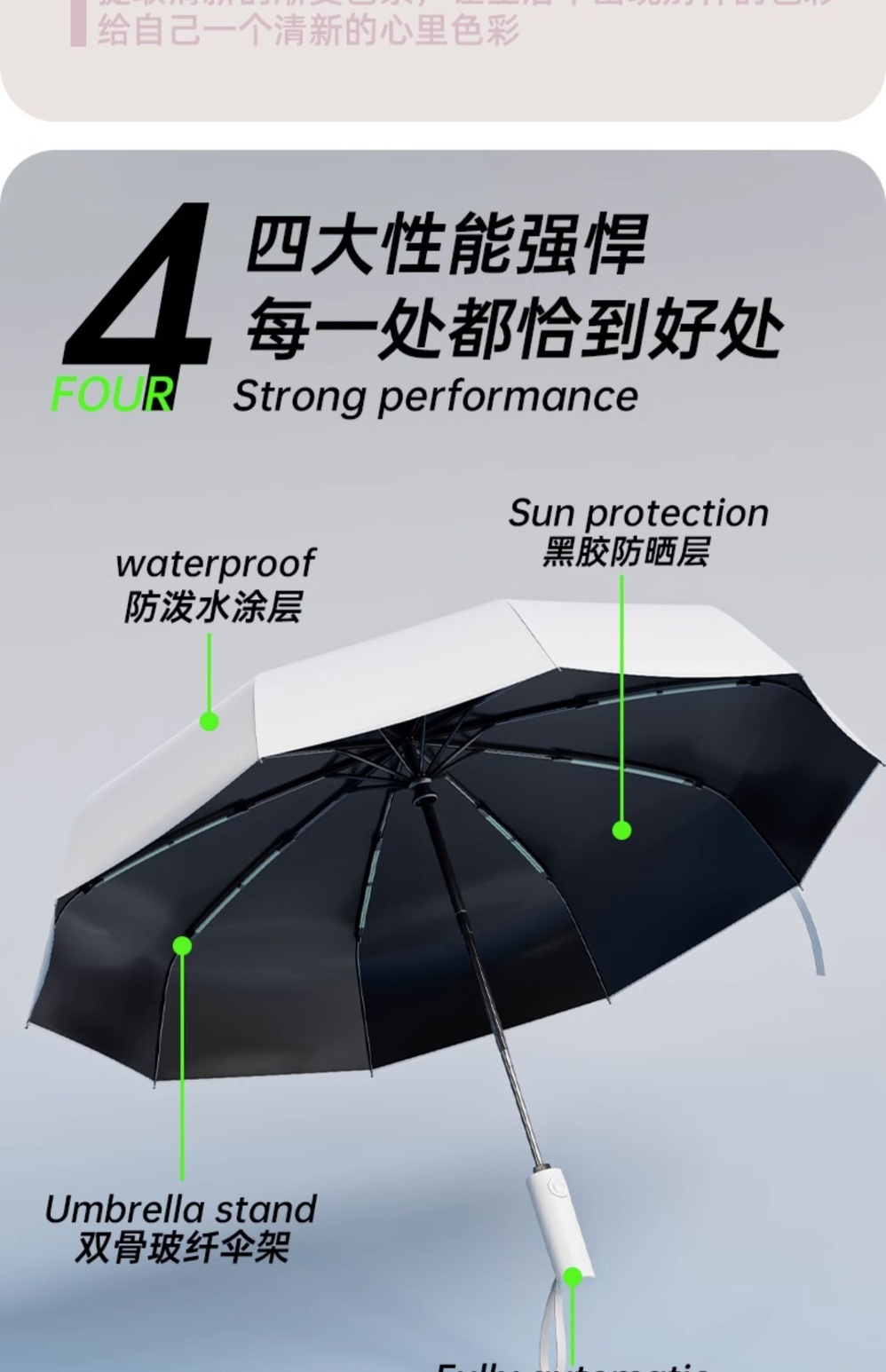 Fully automatic gradient umbrella, all-weather dual-purpose for women and men, thickened and reinforced, specially designed for students to go to school with UV protection pic 4
