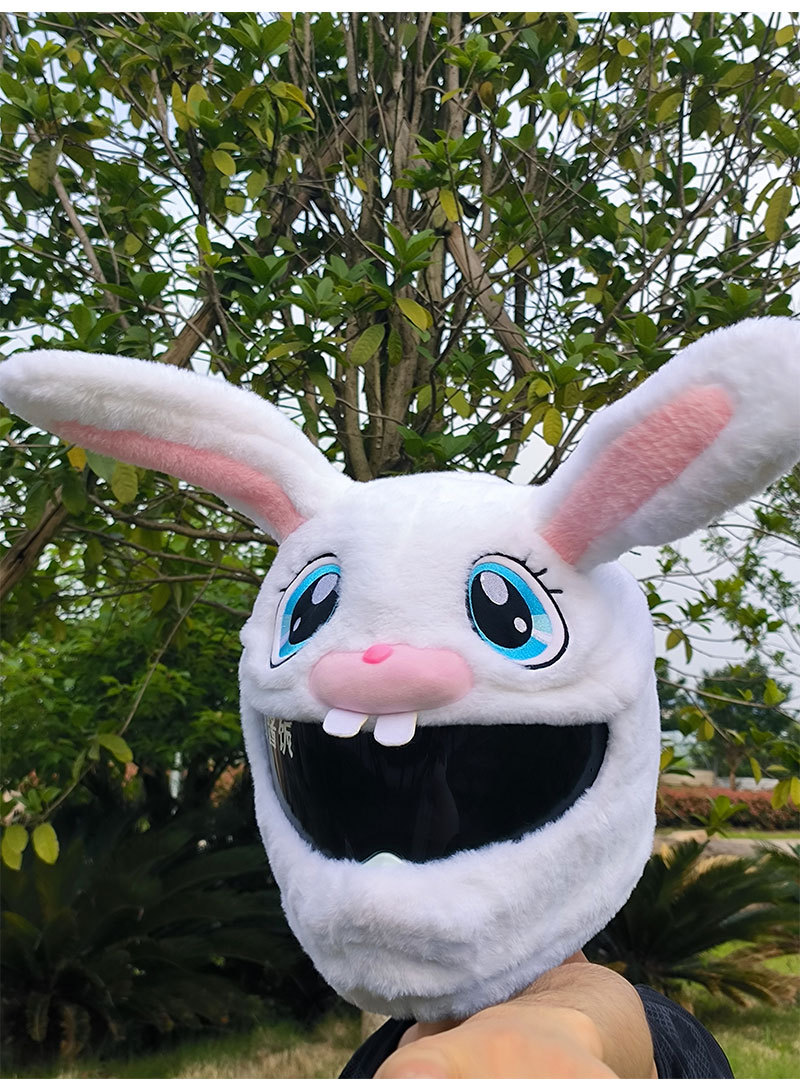 万圣节兔子毛绒摩托机车头盔套卡通头盔饰品帽炸街保护套恐怖潮流详情9