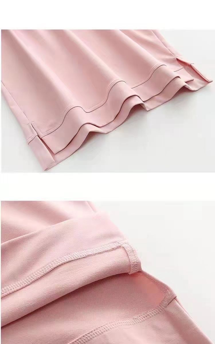 2025 Cotton Korean-style hoodie in loose solid color, new spring and summer half-sleeve split five-quarter sleeve hooded T-shirt top for women pic 5