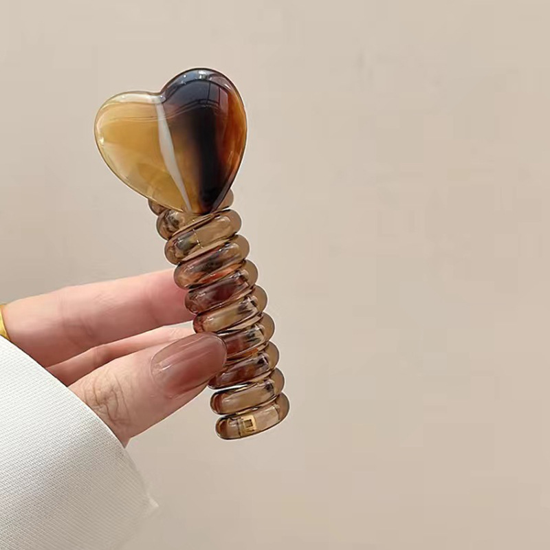 日系简约泡泡辫头绳女2024新款高级感爱心电话线发圈马尾编发神器详情8