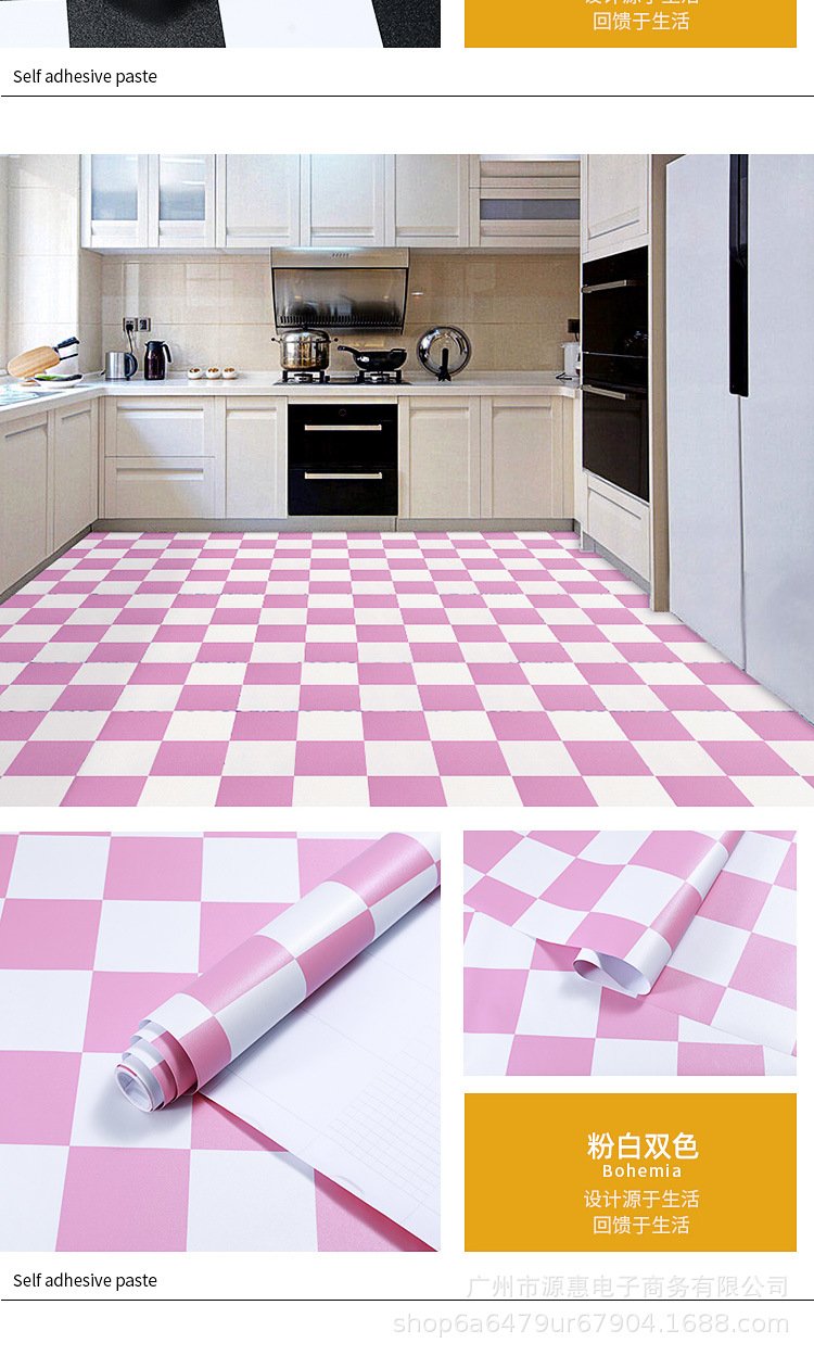 Cross-border wholesale floor stickers Guangzhou manufacturer bathroom and toilet waterproof floor stickers self-adhesive anti-slip tiles renovation pic 10