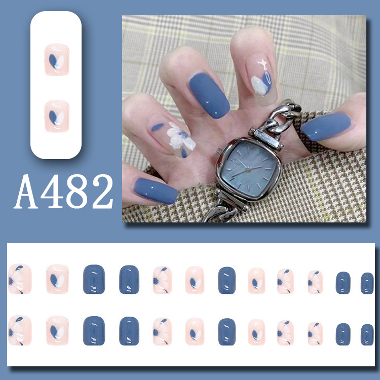 Wearable nail art pieces, artificial nail products, detachable, simple lemon ice transparent, popular online style Douyin nail art hair replacement pic 21