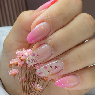 Wearable nail art pieces, artificial nail products, detachable, simple lemon ice transparent, popular online style Douyin nail art hair replacement pic 15