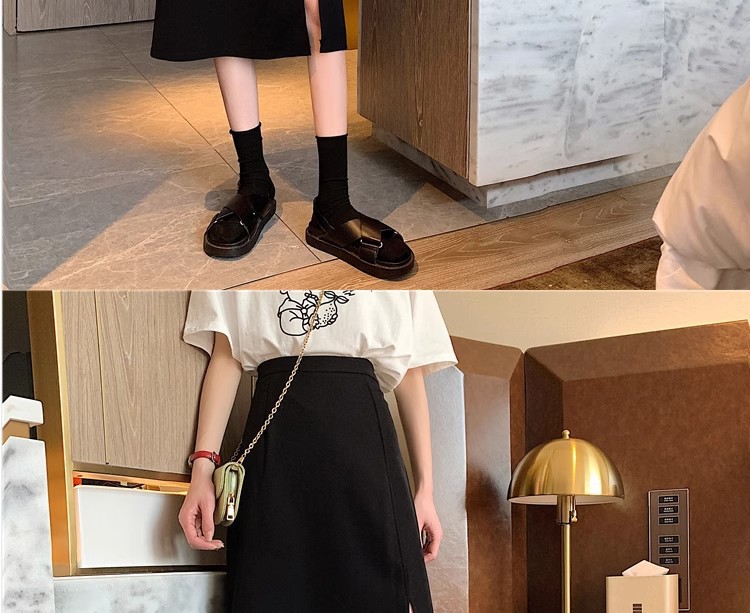 Suitable for pear-shaped figures, large-sized high-waisted long dress suits, slit A-line skirts, knee-length mid-length skirts for women in autumn pic 8