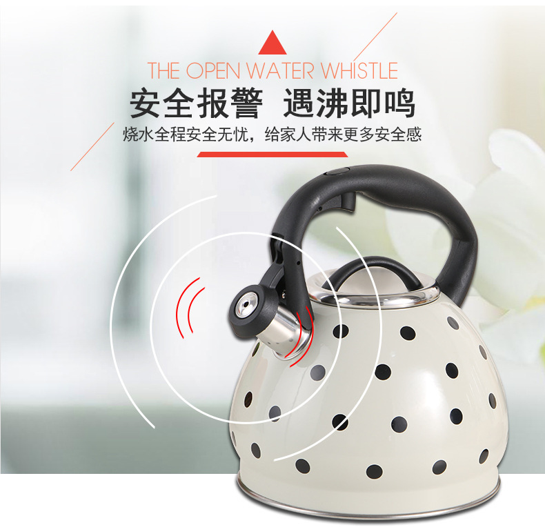 In-stock induction cooker, gas stove, universal Amazon cross-border e-commerce 3.0L polka dot stainless steel whistling kettle pic 12