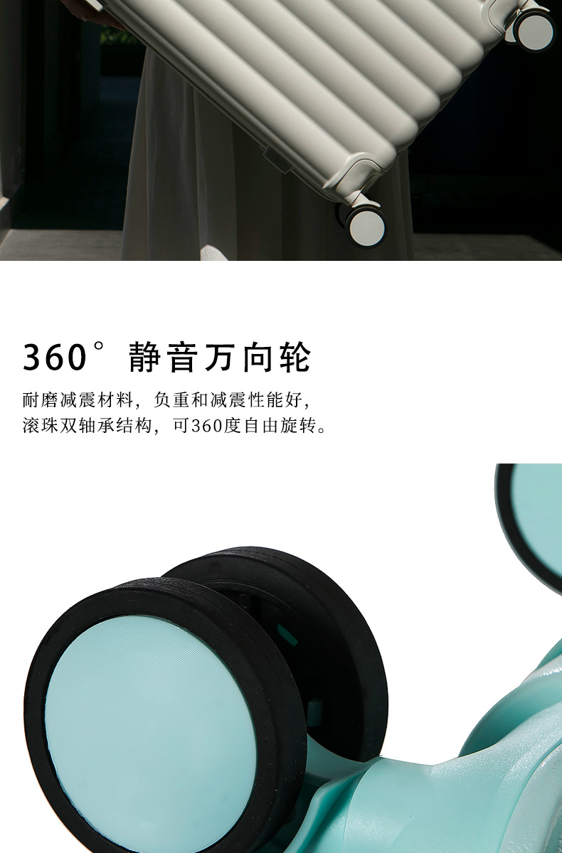 大量现货批发高颜值马卡龙色系韩版四件套多功能拉杆箱便携登机箱详情5