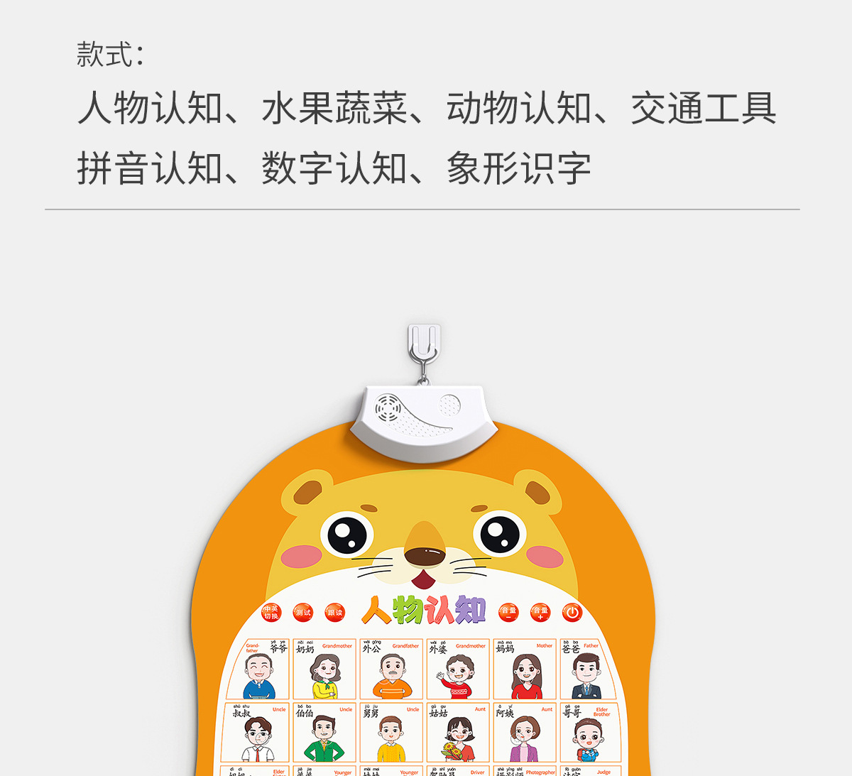 宝宝有声早教挂图启蒙婴儿点读发声识字书墙贴玩具儿童拼音字母表详情17