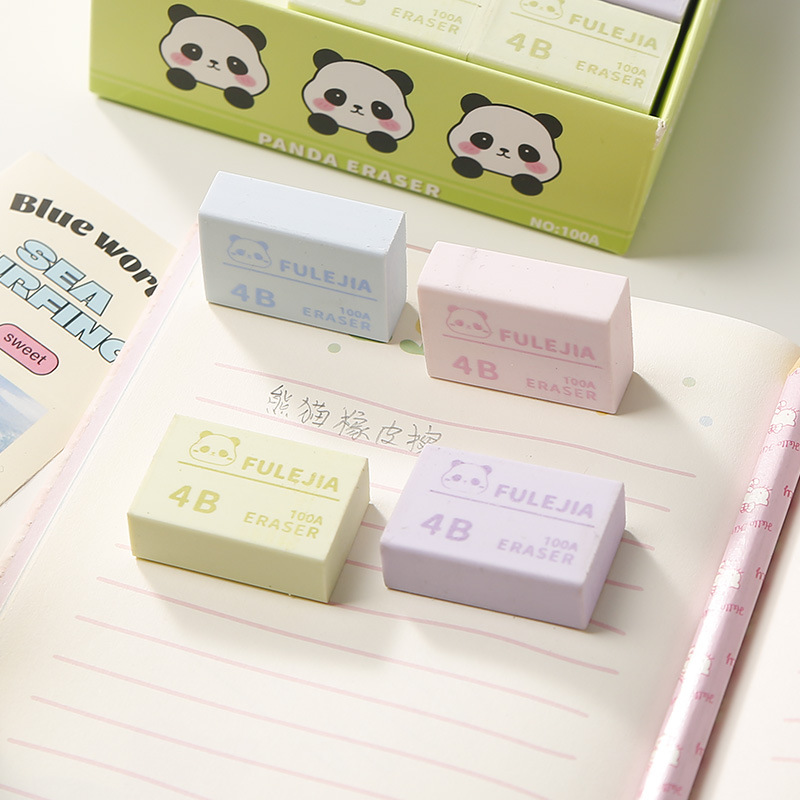 工厂直销批发小学生专用 国潮熊猫卡通文具橡皮擦不留痕彩色设计详情7