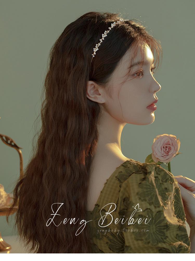 Gentle fairy pearl headband, forest-style all-in-one headband, simple and slim style for going out, super fairy hair clip pic 1