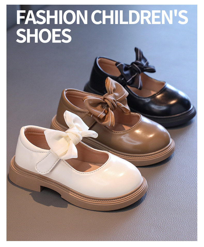 女童公主鞋2024新款秋季儿童蝴蝶结时尚小皮鞋百搭单鞋学生演出鞋详情1