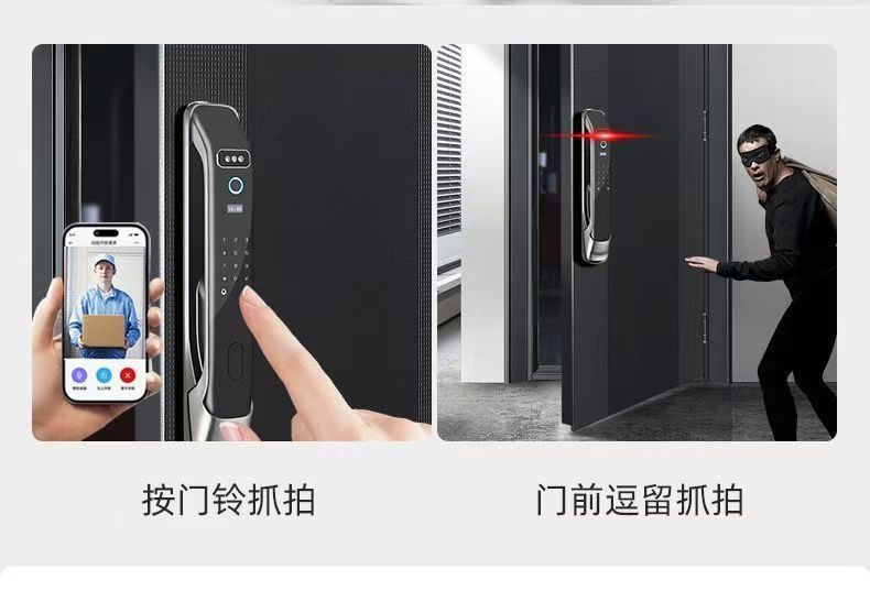 Fully automatic visual graffiti smart lock, entrance door password lock, mobile phone remote zigbee smart linkage fingerprint lock pic 6