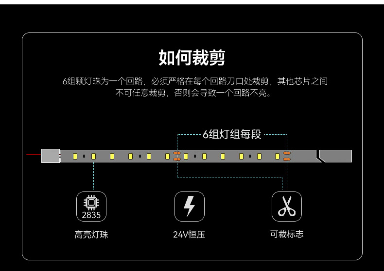 24V欧司朗芯片灯带低压护眼家用吊顶LED2835灯条智能调光三色灯带详情28