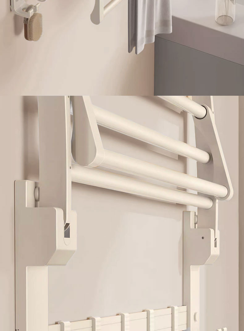 免打孔奶油风毛巾置物架卫生间奶白色浴巾架浴室卫浴五金挂件套装详情23