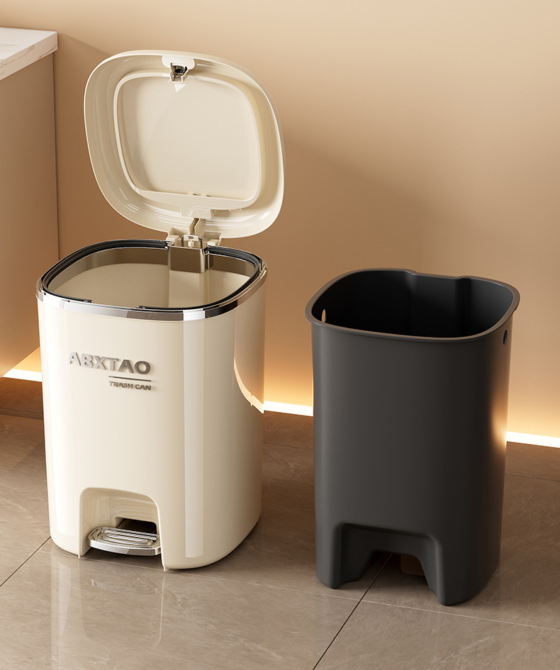 垃圾桶家用客厅高级感大号大容量厕所防水按压脚踏式双开盖垃圾桶详情18