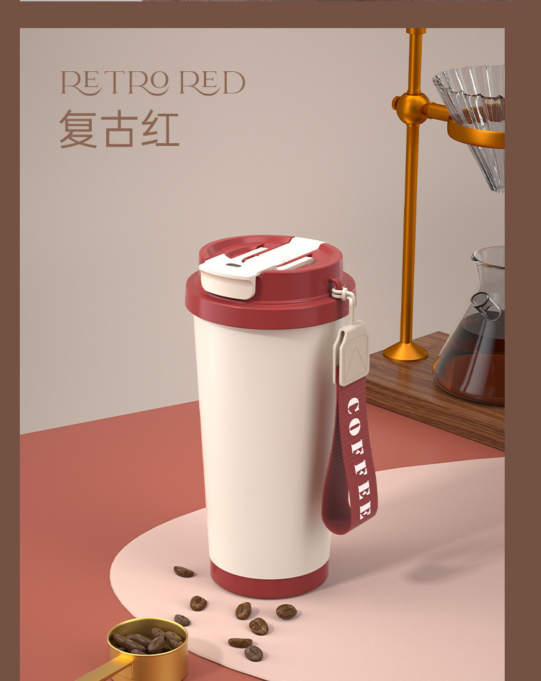 The new Lily of the Bell high appearance level insulated cup, seamless inner liner, double-drinking coffee cup, 316 stainless steel ceramic inner liner, water cup pic 7