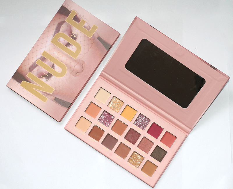 跨境裸色18色眼影盘哑光珠光细闪粉持久防水酒红眼妆沙漠玫瑰眼影详情8