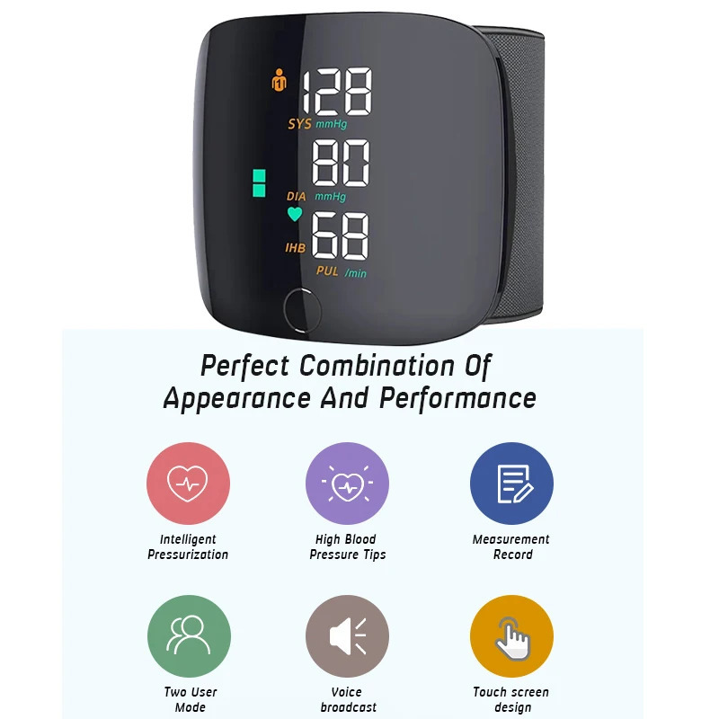 Hot Sell wrist blood pressure monitor USB charging, intelligent multi-voice backlit LCD large screen, English, Russian, Thai pic 13