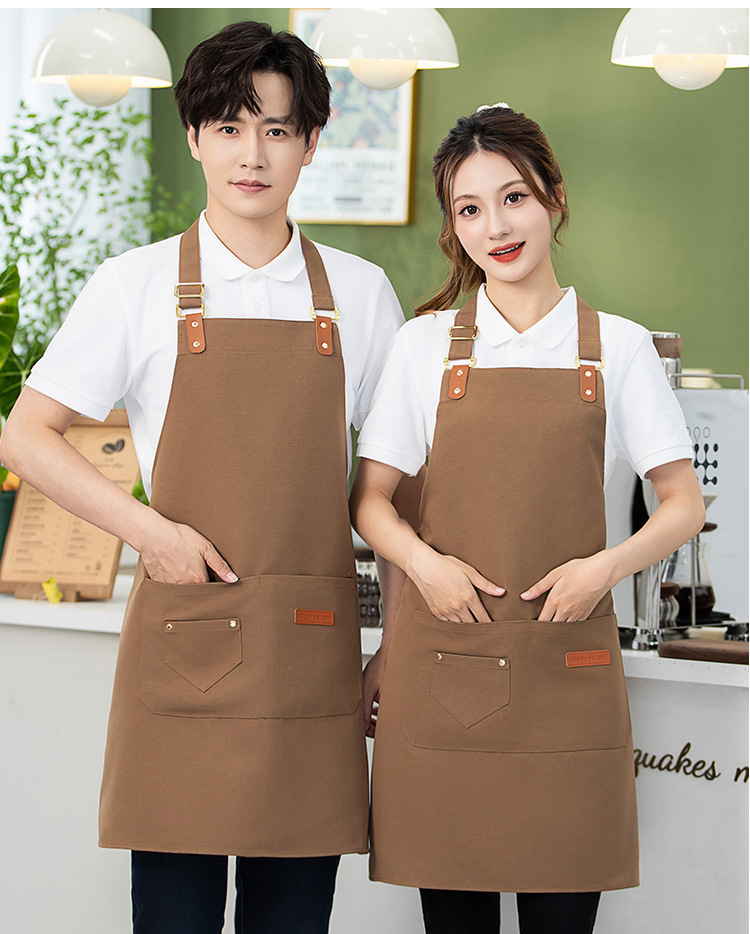帆布围裙logo印字美甲烘焙咖啡奶茶店理发师防水防污耐穿的工作服详情26