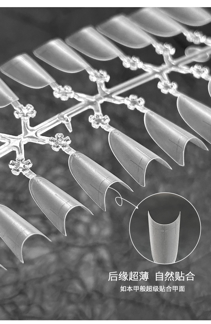 Nail tip auxiliary line: Shallow semi-attached nail tip, oval-shaped, seamless, no-cut, ultra-thin, natural fit, specially designed for nail salons pic 3