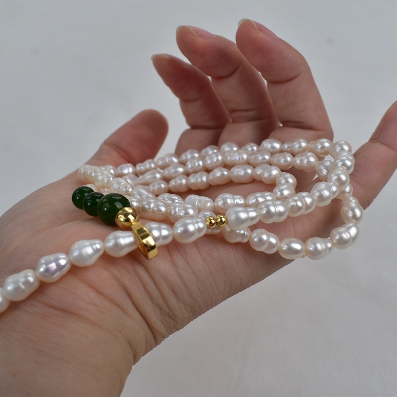 Natural freshwater pearl necklace, original Baroque irregular-shaped pearl 8-shaped pearl long style autumn and winter sweater chain pic 9