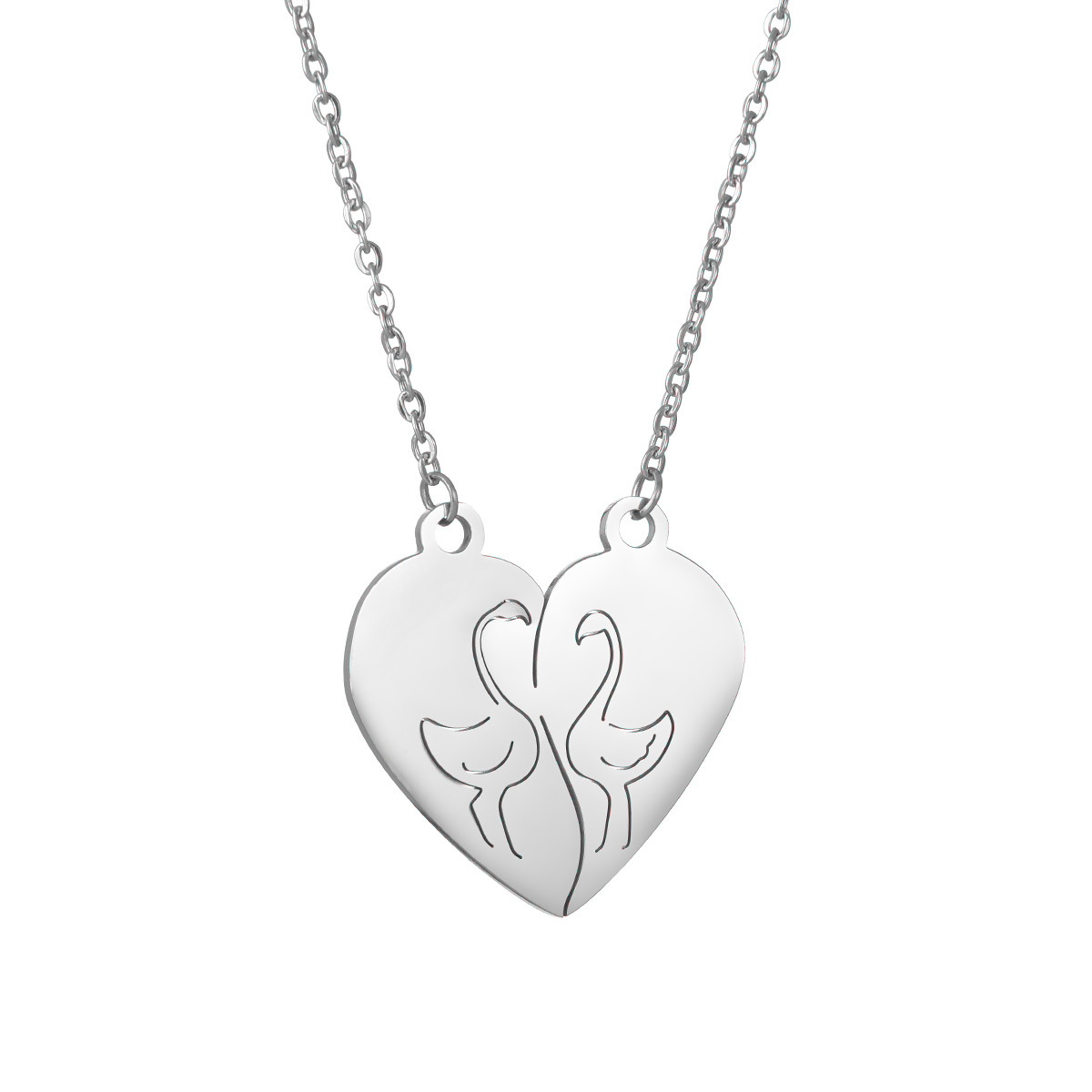 New popular couple necklaces in Europe and America, heart-shaped double-piece pendants, non-fading stainless steel jewelry factory wholesale pic 8