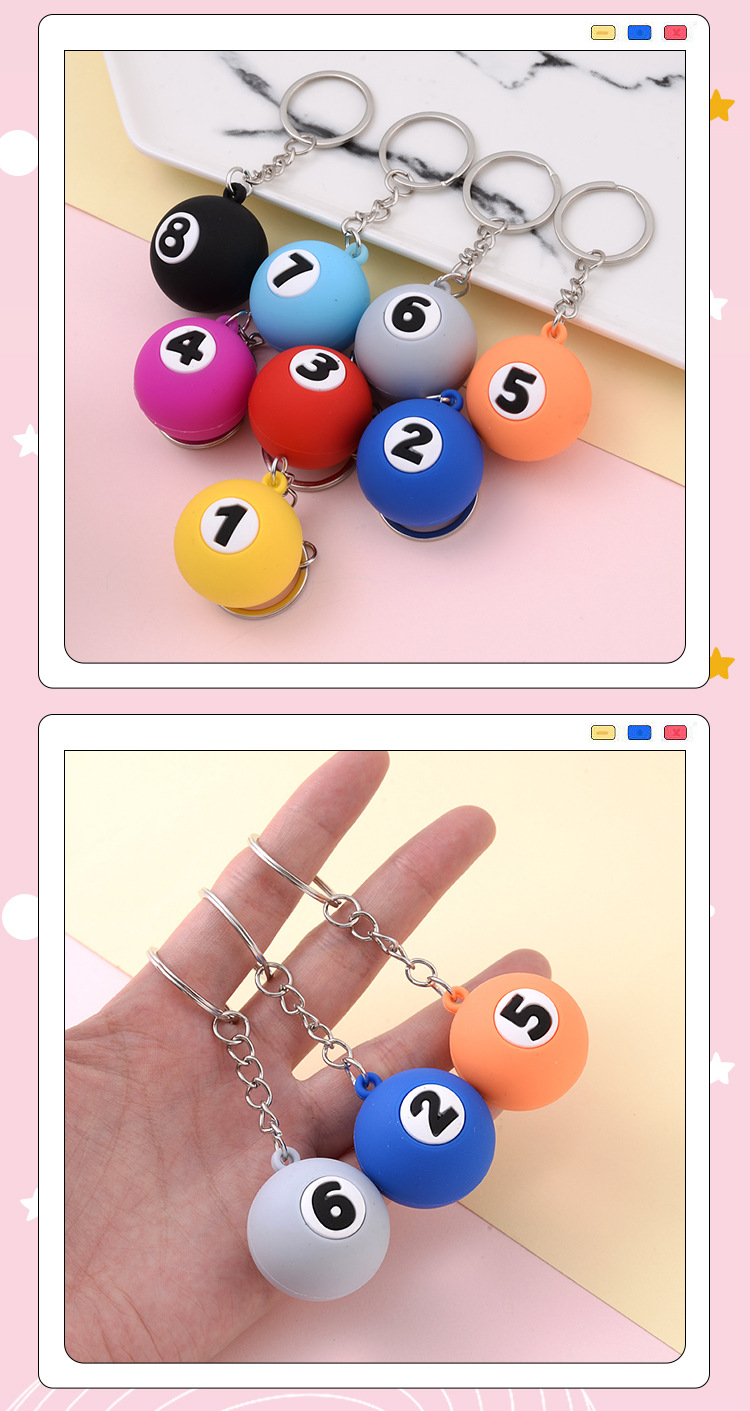 Creative simulation billiards keychain pendant, personalized bracelet, car key ring, male and female internet-famous schoolbag pendant pic 10