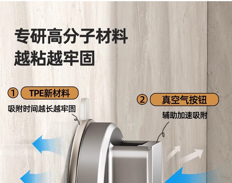 吸盘旋转毛巾架卫生间免打孔壁挂多杆浴室浴巾挂架置物架毛巾挂杆详情5