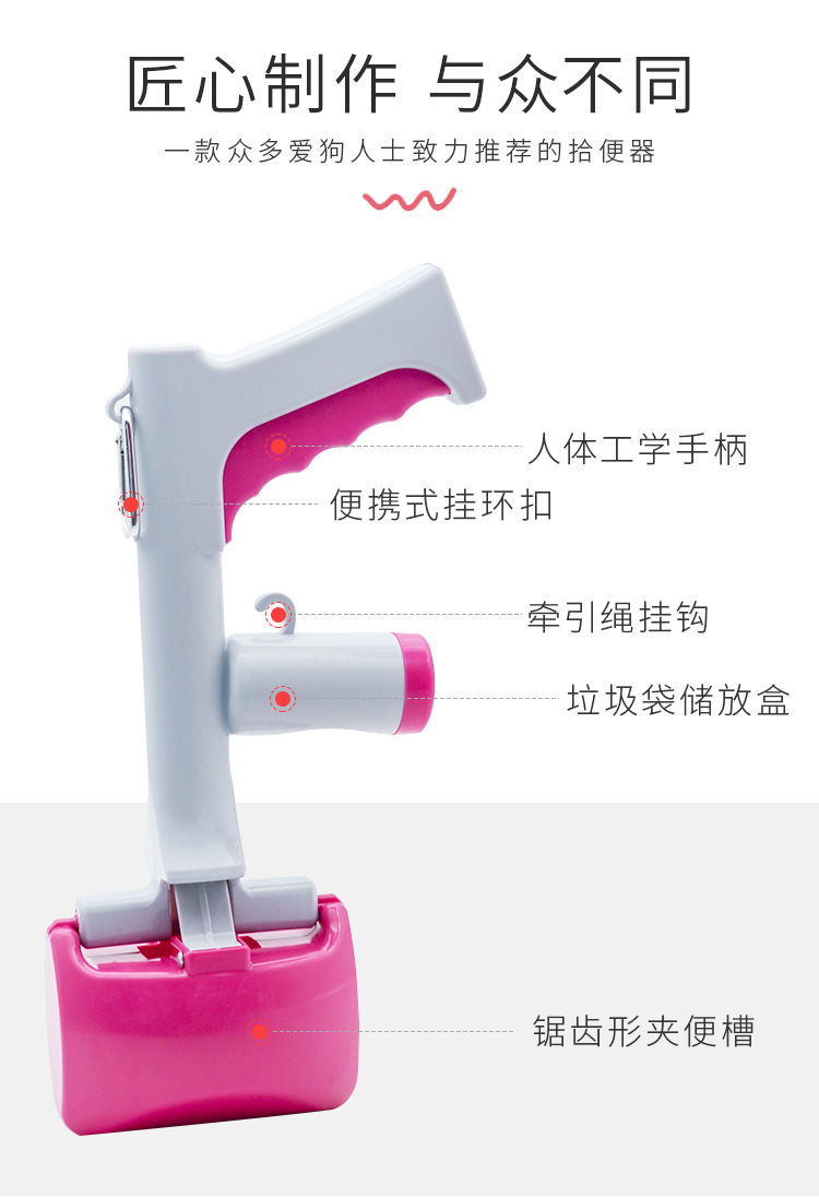 戎咖宠物跨境狗狗便携式拾便器遛狗捡屎夹便器二合一宠物泰迪狗铲屎详情3