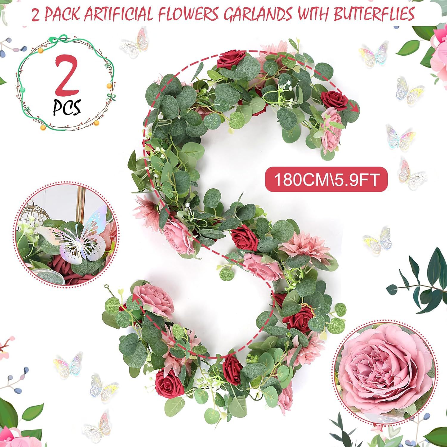 跨境假花藤条仿真花玫瑰花藤条空调客厅管道装饰家居布置仿真藤条详情4