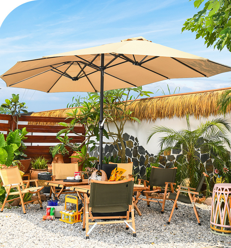 户外庭院休闲棚室外花园露营伞三头太阳伞遮阳伞中柱伞沙滩蓬批发详情21