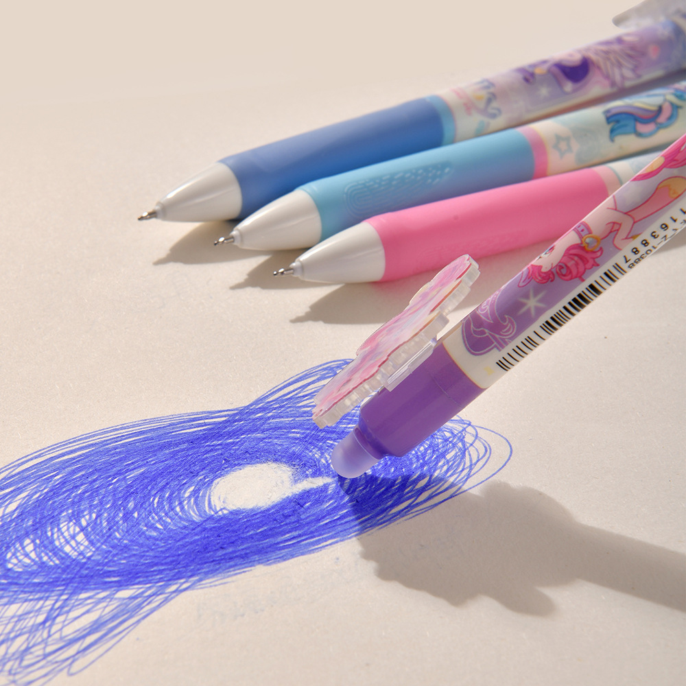 Chenxi is really good at erasing unicorns. Press and erase gel pen. Anime soft grip, crystal blue, high appearance level. Practice pen ST. Smooth tip, smooth writing, no marks, erasable pic 19