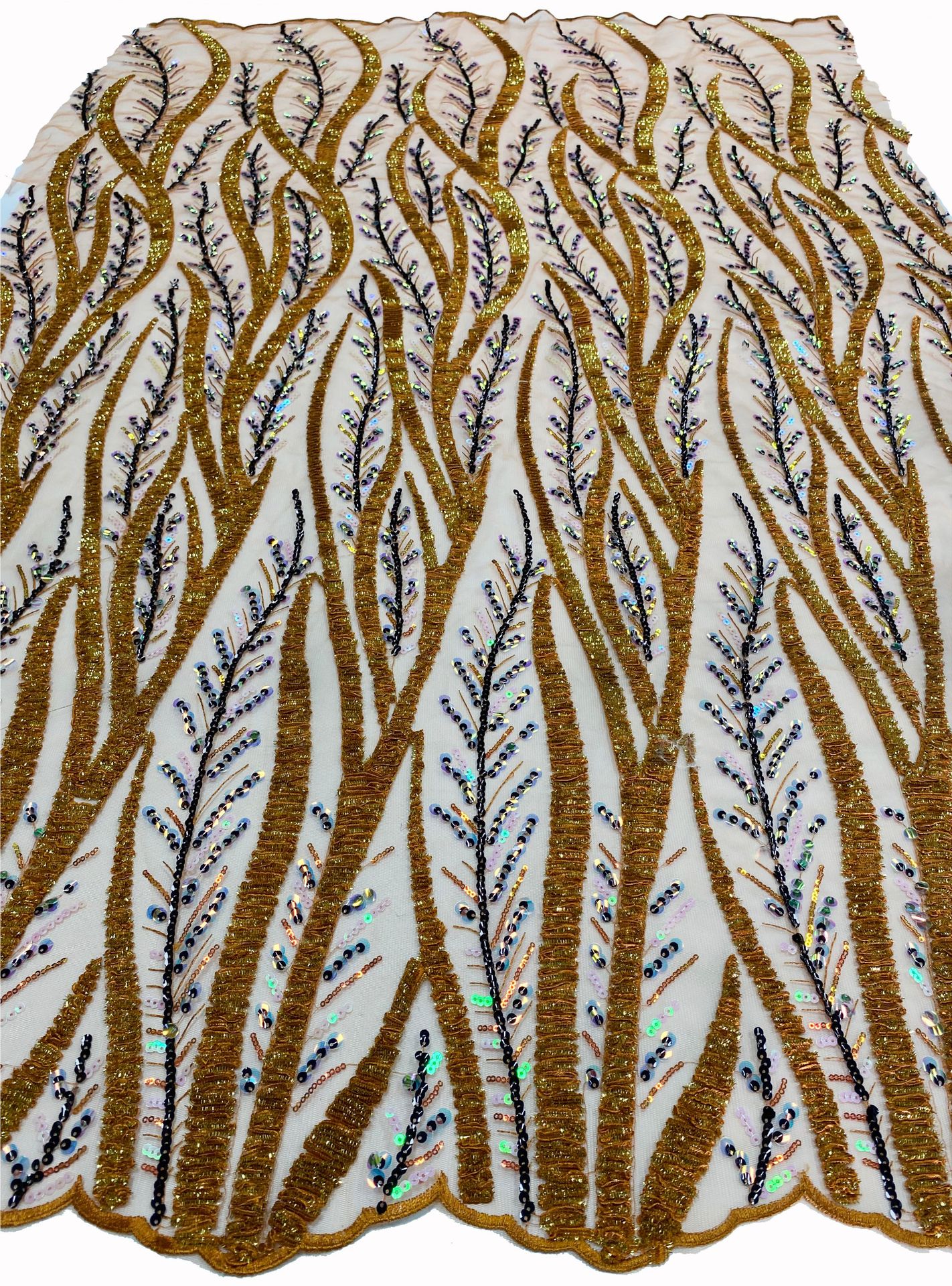New African and Middle Eastern branch mesh fabric, sequined multi-color embroidered lace fabric beadslace in stock pic 13