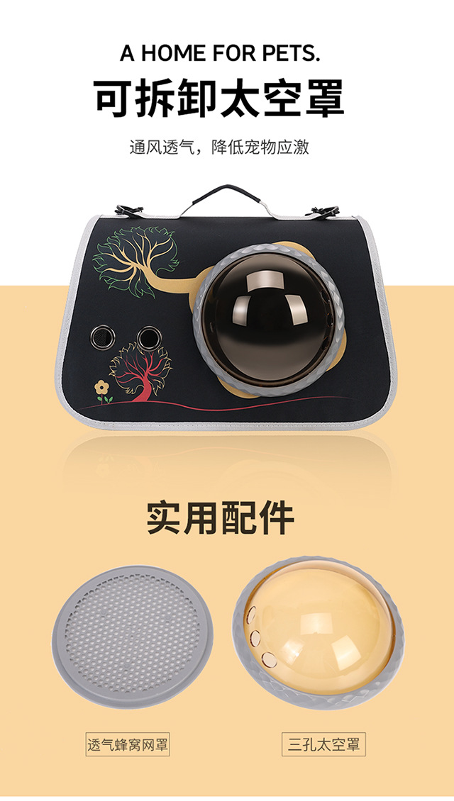 宠物便携太空舱外带猫包手提可折叠单肩包外出背包卡通猫咪狗包包详情3