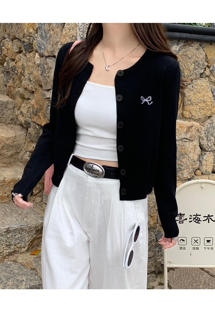 灰色开衫女2024新款早秋针织外套高级感秋季短款长袖软糯外搭上衣详情22